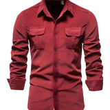 Camisa casual de algodón premium para Hombre – Rojo