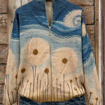 Yolanda – Quiltad cardigan med maskrosor och dragkedja – bild 2