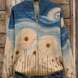 Yolanda – Quiltad cardigan med maskrosor och dragkedja – bild 2