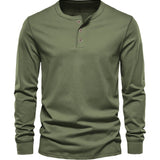Camisa estilo Henley de algodón premium para Hombre
