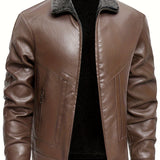 Chaqueta de Cuero Elegante con Forro de Fleece
