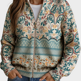 Sybilla™ – Cardigan med botanisk bård i vintagestil
