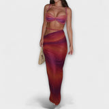 Jane - Stiligt Gradient Fläta Crop Top & Overskirt Duo