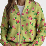 Constance – Rosa blommig cardigan med dragkedja