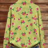 Dagmar™ | Cardigan med blommor på limegrön