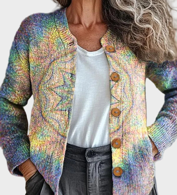 Rainelle™ – Cardigan i pastellfärgad regnbåge