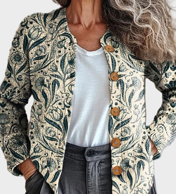 Ilse™ – Blommig stickad jacka