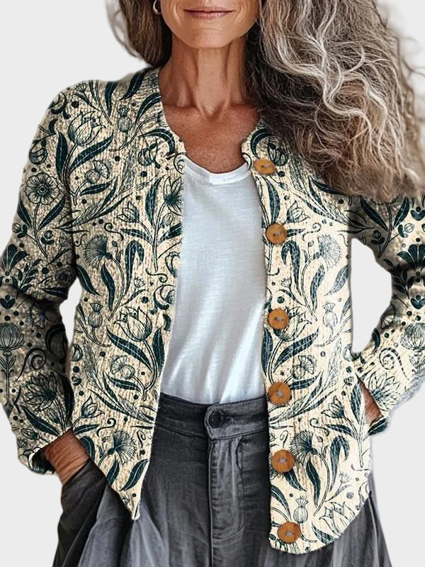Ilse™ – Blommig stickad jacka