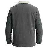 Chaqueta de hombre de terciopelo con cuello de sherpa y botones a presión - Gris oscuro