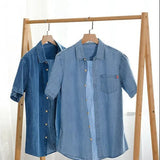Camisa Atemporal de manga corta de mezclilla para Hombre