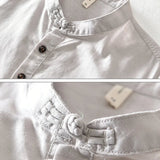 Camisa Atemporal de manga corta en algodón y lino para Hombre – Gris