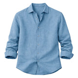 Camisa para hombre Meadowfall de lino, corte relajado, con botones
