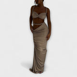 Jane - Stiligt Gradient Fläta Crop Top & Overskirt Duo