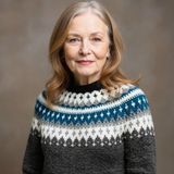 Pearl | Lång Fair Isle-tröja i marinblått och grått