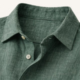 Camisa para hombre Meadowfall de lino, corte relajado, con botones