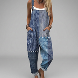 Latzhose i Boho-Patchwork Blå