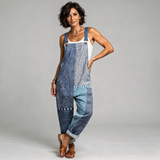 Latzhose i Boho-Patchwork Blå