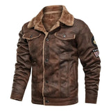 Chaqueta de Cuero Elegante y Cálida con Forro de Fleece
