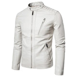 Chaqueta de Cuero Elegante con Cuello Alto