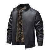 Chaqueta de Cuero con Forro de Forro Polar Vintage