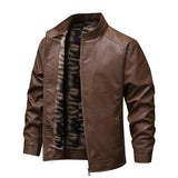 Chaqueta de Cuero con Forro de Forro Polar Vintage