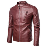 Chaqueta de Cuero Elegante con Cuello Alto