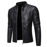 Chaqueta de Cuero con Cuello Alto