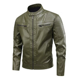 Chaqueta de Cuero con Numerosos Bolsillos
