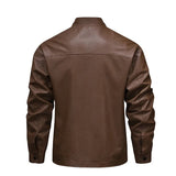 Chaqueta de Cuero con Forro de Forro Polar Vintage