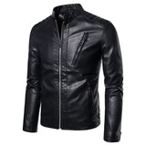 Chaqueta de Cuero Elegante con Cuello Alto