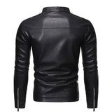 Chaqueta de Cuero con Cuello Alto