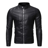 Chaqueta de Cuero con Cuello Alto