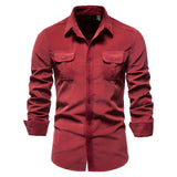 Camisa casual de algodón premium para Hombre – Rojo