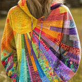 Angelika™ | Cardigan i Regnbågs-Patchwork