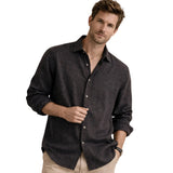 Camisa para hombre Meadowfall de lino, corte relajado, con botones