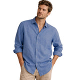 Camisa para hombre Meadowfall de lino, corte relajado, con botones