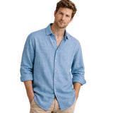 Camisa para hombre Meadowfall de lino, corte relajado, con botones