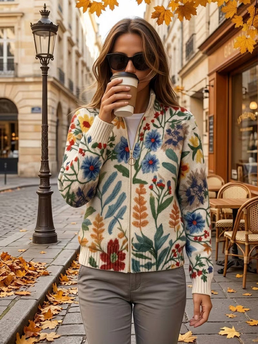 Tabitha – Blommig cardigan med dragkedja – bild 6