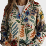 Tabitha – Blommig cardigan med dragkedja