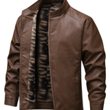 Chaqueta de Cuero con Forro de Forro Polar Vintage
