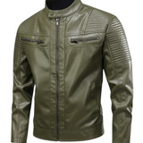 Chaqueta de Cuero con Numerosos Bolsillos