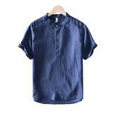 Camisa Atemporal de manga corta en algodón y lino para Hombre – Gris