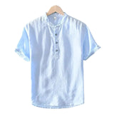 Camisa Atemporal de manga corta en algodón y lino para Hombre – Gris