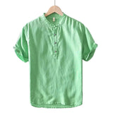 Camisa Atemporal de manga corta en algodón y lino para Hombre – Gris