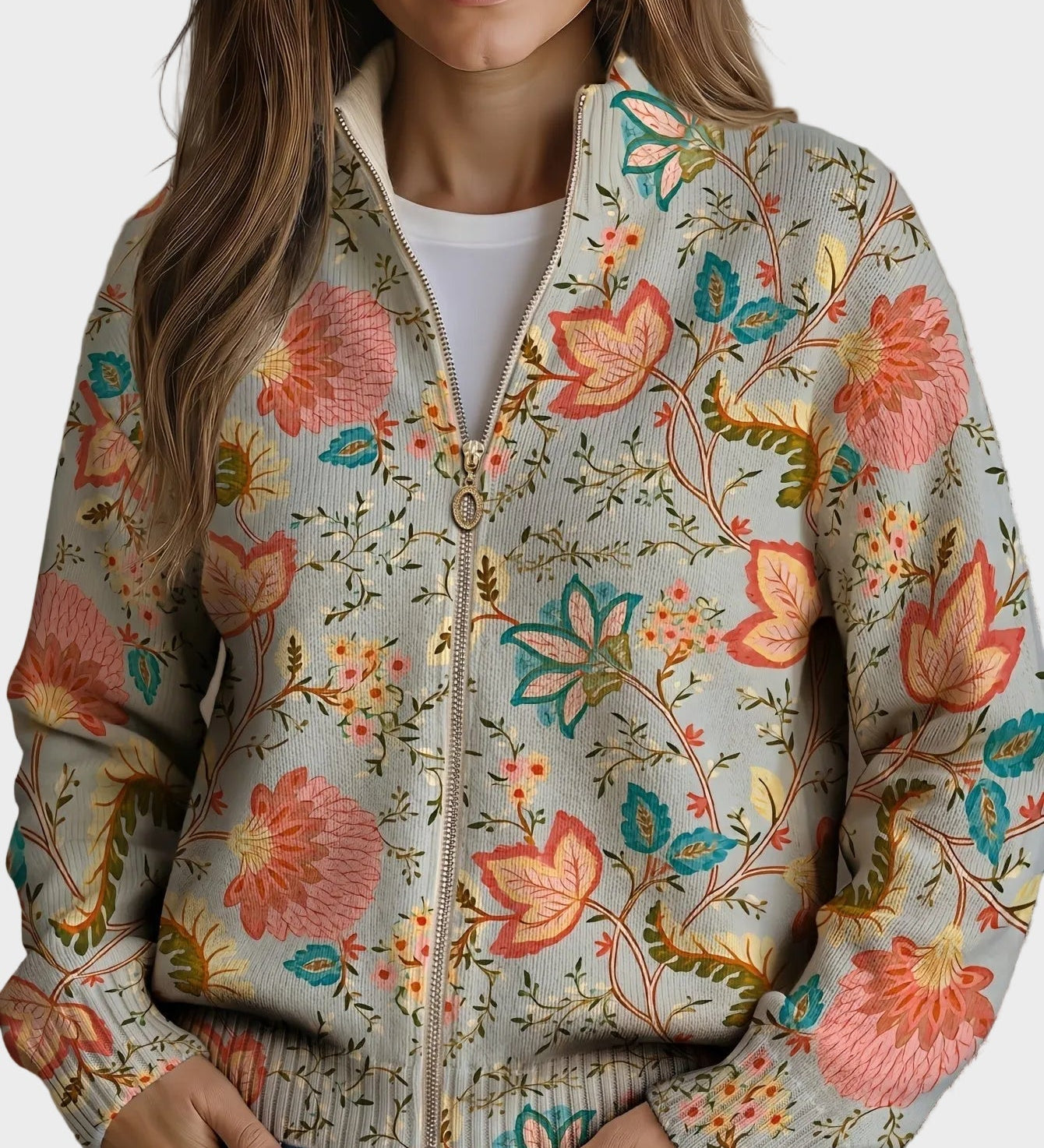 Xanthe – Cardigan med blommönster i vintagestil