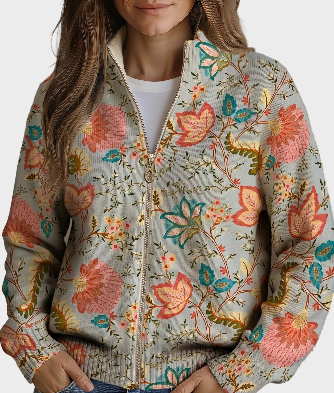 Xanthe – Cardigan med blommönster i vintagestil